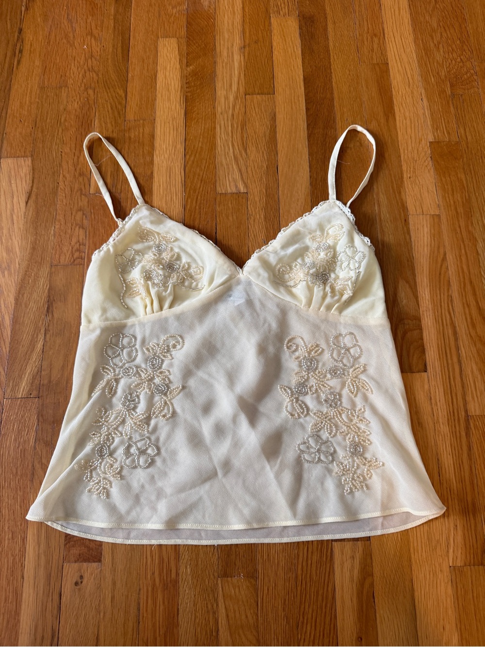 Subdued Women's Cream Embroidered Lace Cami Top